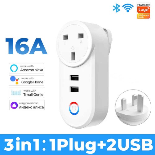 Smart WiFi Plug with USB Timer | Voice Control | 16A Power Socket for Home