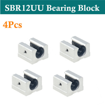 4Pcs SBR12UU 12mm Aluminum Open Linear Motion Bearing Slide for CNC Linear Rail