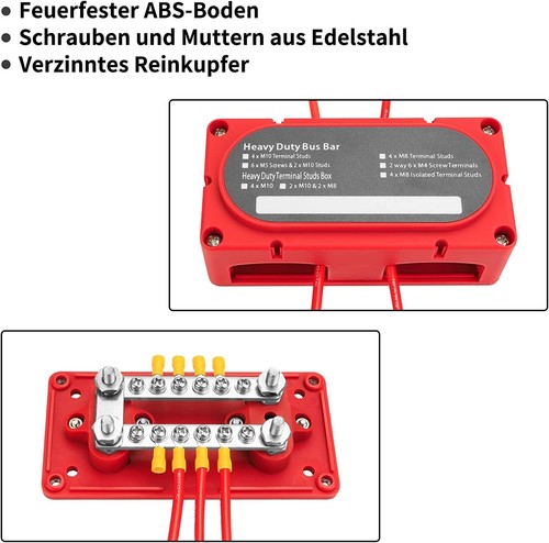 Blocco distribuzione alimentazione scatola barra bus resistente M8*4 borchie terminale 12 V-48 V 200 A - Foto 11 di 53