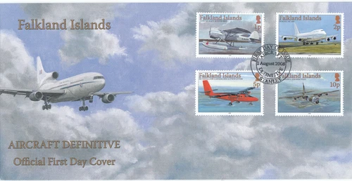Aircraft Definitives 27p to 90p Falkland Islands FDC 2008 NO INSERT (1520378)