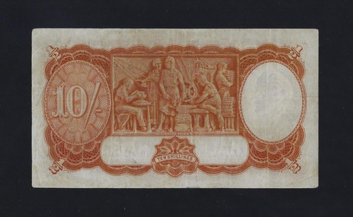 AUSTRALIA 10 SHILLINGS 1939 P-25 VF orange signature rare - Picture 2 of 2