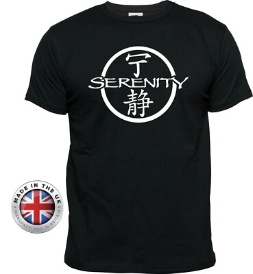FireFly Serenity Logo schwarzes T-Shirt. Unisex oder Damen tailliertes T-Shirt bedruckt Baumwolle