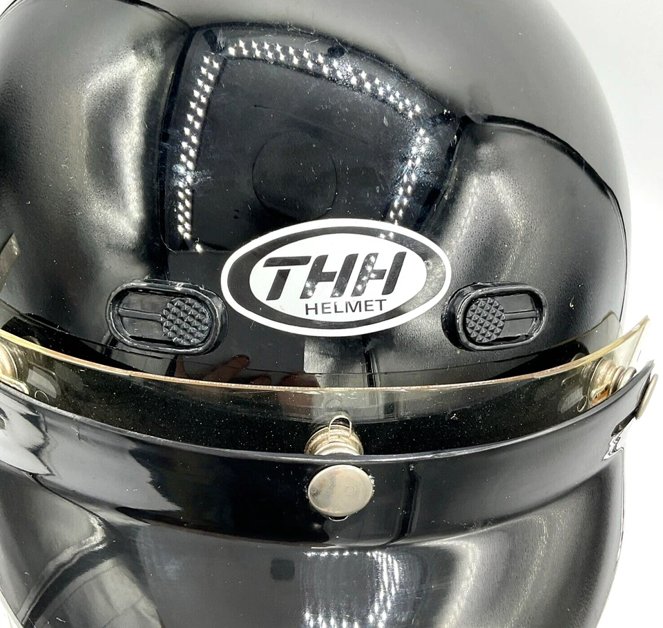 THH Casco Cara Abierta XL Extra Grande Negro Adulto Motocicleta Protector Transparente Visera Foto 2 de 4