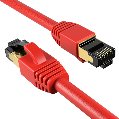 #ad CAT8 RJ45 Ethernet Cable High Speed 40Gbps Network Shielded Copper Red lot $57.23