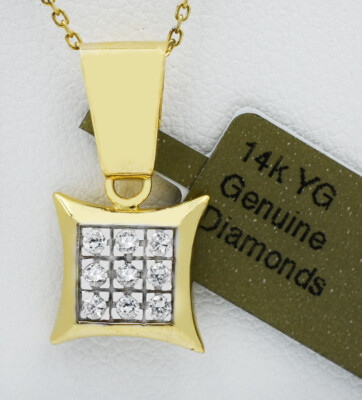 ECHTER 0,27 kt DIAMANTEN ANHÄNGER 14K GELBGOLD ** Kostenloser Bewertungsservice