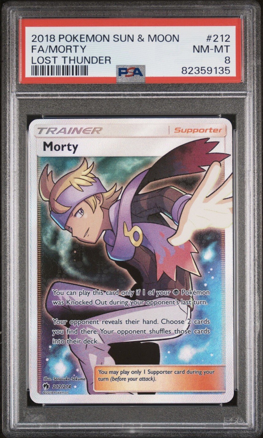 Pokemon - Morty 212/214 Full Art Trainer - Lost Thunder 2018 - PSA 8 NM-MT