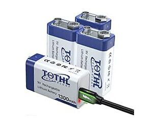 9V Rechargeable Batteries, 4-Packs USB 9 volt lithium batteries 1300mAh 4Packs-image