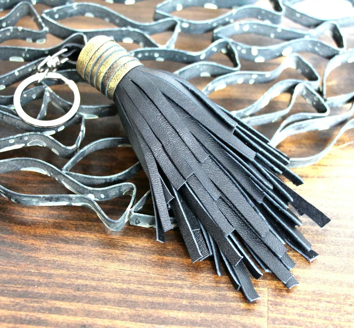 Tassel leather bag charm