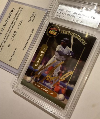 KEN GRIFFEY JR 24 KARAT GOLD FACSIMILE AUTO 1994 CGS 10 RARE W/ COA #/7750 READ - Picture 2 of 9