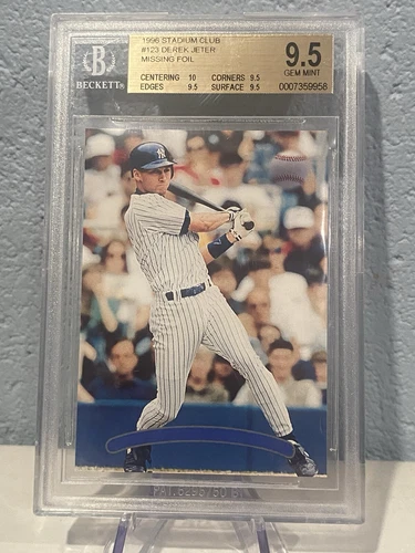 Derek Jeter 1996 Stadium Club #123 Bgs 9.5 Gem Mint!! (ERR-NO FOIL)True 1/1 !!