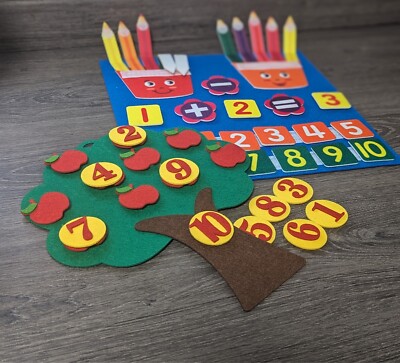2 Stück Filz Zählen Pädagogisches Vorschule Lernen Spielzeug. Farb&Zahlenerkennung