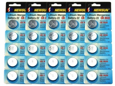 LOT OF 25 NEWSUN CR 2032 3V COIN CELL BUTTON BATTERY CR2032-C/5B