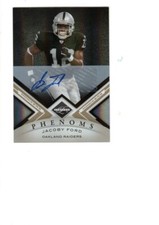 JACOBY FORD 2010 PANINI LIMITED MONIKERS PHENOMS AUTOGRAPHED FOOTBALL CARD 19/25