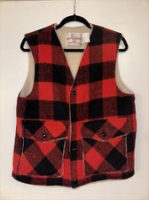 Weather Gurard by Shane Vest Mens Small fleece lined buffalo plaid vest wool VTG