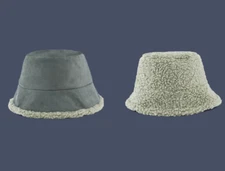 Women Winter Warm Bucket Hat Fluffy Reversible