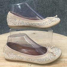 Franco Sarto Shoes Womens 6.5 M L-Zapp Ballet Flats Beige Canvas Rhinestone