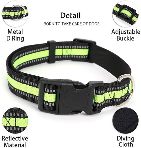 Collare Gog Nylon con Fibbia in Metallo Acciaio Inox Anello a D Pet Training Collana - Foto 3 di 7