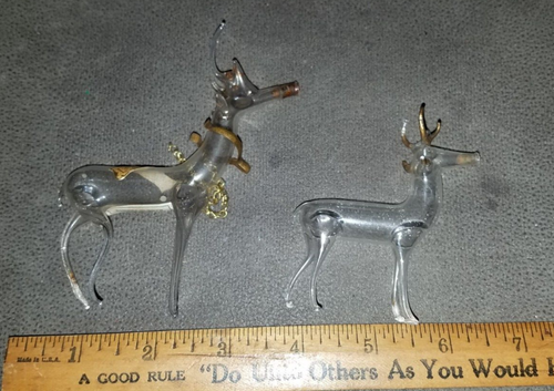 Vintage Set of 2 Glass Reindeer Perfume Bottle France (Violetts) - Picture 2 of 12