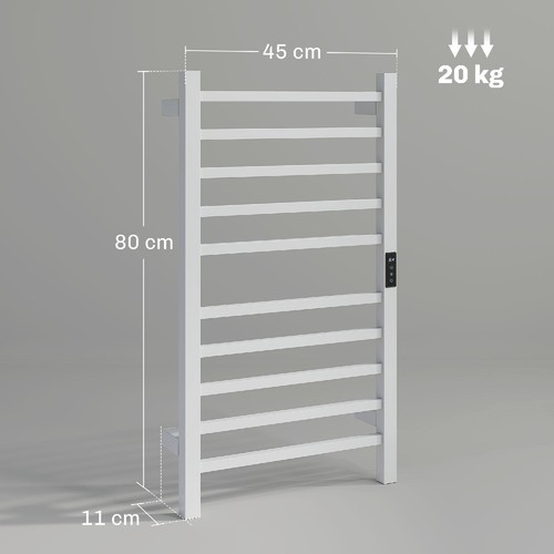 Nova Deco Scaldasalviette Elettrico Smart a 10 Barre con Timer 45x11x80cm Bianco - Foto 3 di 9