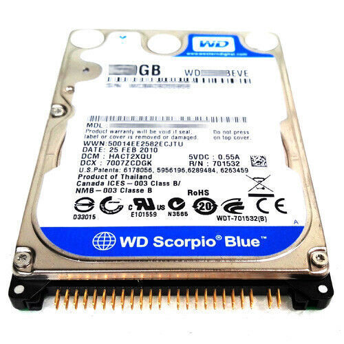 WD WD2500BEVE 250GB 5400RPM PATA/IDE/EIDE 2.5" Laptop HDD Hard Disk Drive - Picture 3 of 6