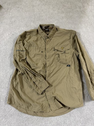 Scent Blocker Shirt Mens Size L G Hunting Recon Camo Tan Long Sleeve Button Up - Picture 5 of 8