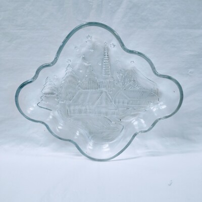 Bali Christmas Holiday Wonderland Clear Embossed Oval Serving Tray Platter