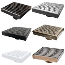 SereneDrains 304 SS 6 Inch Square Shower Drain Kit Broken Lane Cover 6 COLORS