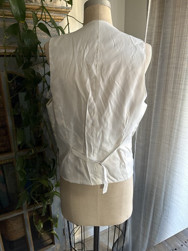 Ivory & Gray Men Suit Vest Waistcoat 38R Prom Groom Tuxedo Wedding Geometric - Picture 4 of 8