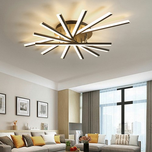 Dimmable LED Flush Mount Lamp Fixture Chandelier Remote Modern Ceiling Light - Picture 2 of 12