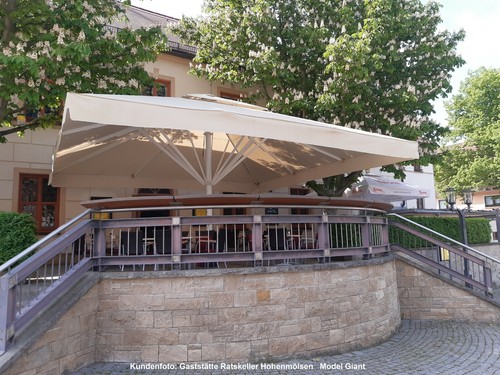 NEU Sonnenschirm 6m Gastroschirm 6x6m Großschirm, inkl. Ständer,Platten - BEIGE+ - Bild 7 von 9