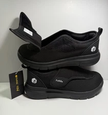 Fitville Marca Men Size 9.5 Wide Easy Top Wings Black Diabetic Shoes Adjustable