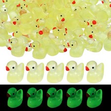 Luminous Mini Resin Ducks, Cute Glow in the Dark Tiny Ducks Yellow, 120pcs 