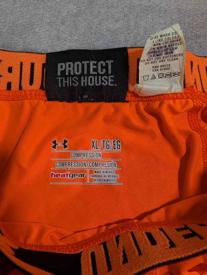 Under Armour Heatgear Compression Leggings Men XL Camo Orange Hunting Base Layer - Image 3 of 4