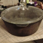 Vintage Wagner Ware Sidney -O- 1268 B. Cast Iron Dutch Oven with Glass Lid