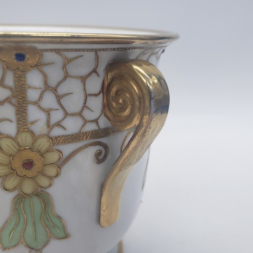 Antique Nippon Hand Painted Moriage Centerpiece Bowl Sunflower or Daisy Pot - Picture 16 of 24