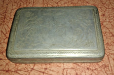 Alte Blech Dose Etui Tabak Zigarren Zigaretten Visittenkarte florales Motiv