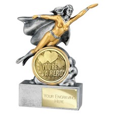 You’re a Hero Superhero Female Resin Trophy Award Engraved Free