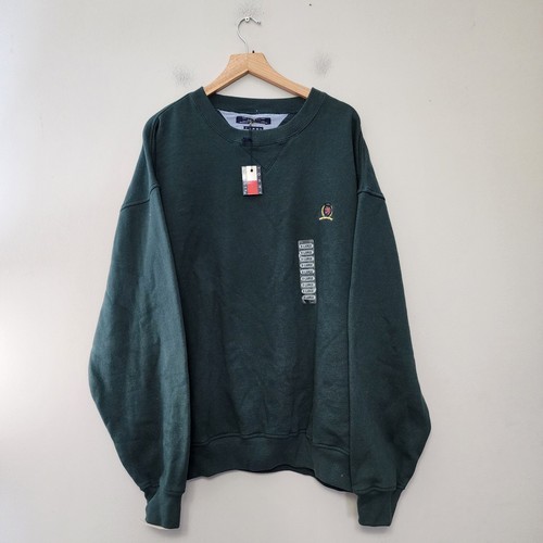 Vintage 90s Tommy Hilfiger Sweatshirt XL Green Deadstock Y2k Sweater Pullover TH