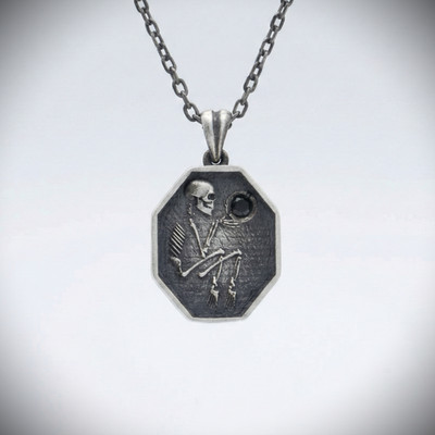Memento Mori Onyx 925 Silver Necklace