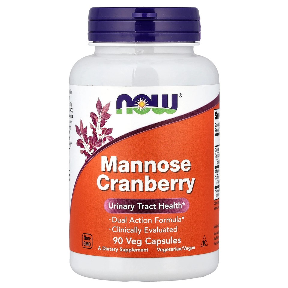 Now Foods Mannose Cranberry 90 Veg Capsules GMP Quality Assured, Vegan,