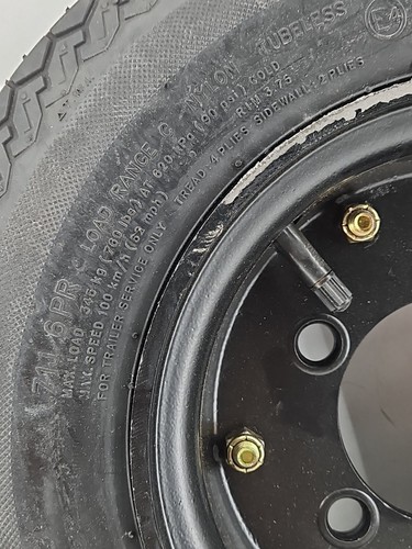 Deestone - D901 - 4.80-8 Trailer Tire - 6 Ply - Load Rang C - w/ 5 Lug Black Rim - Picture 2 of 4