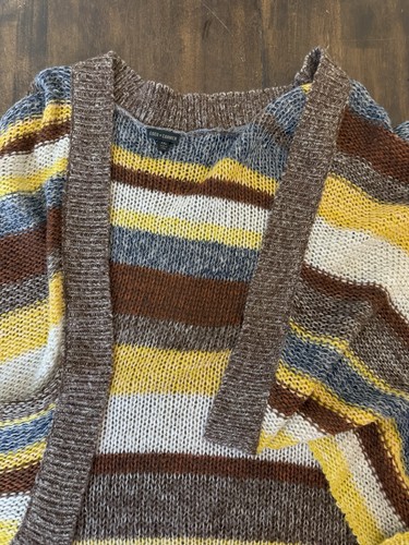 Coco + Carmen Gr. XXL Strickjacke vorne offen asymmetrisch weich gestreift braun gelb - Bild 5 von 8