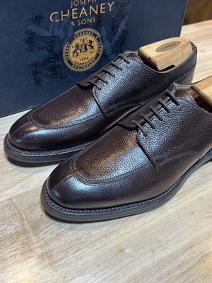 Joseph Cheaney Men's Brown Pebble Grain Leather Split Toe Derbies