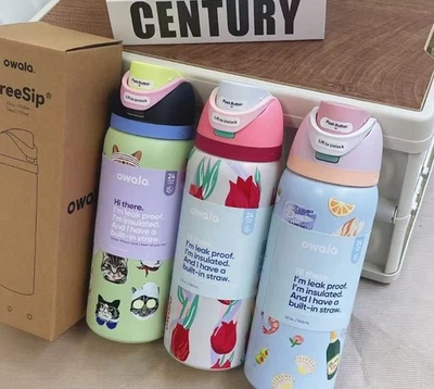 New 24✨32oz Owala Urban Outfitters Exclusive Tied Ture FreeSip Blue Bow Bottle