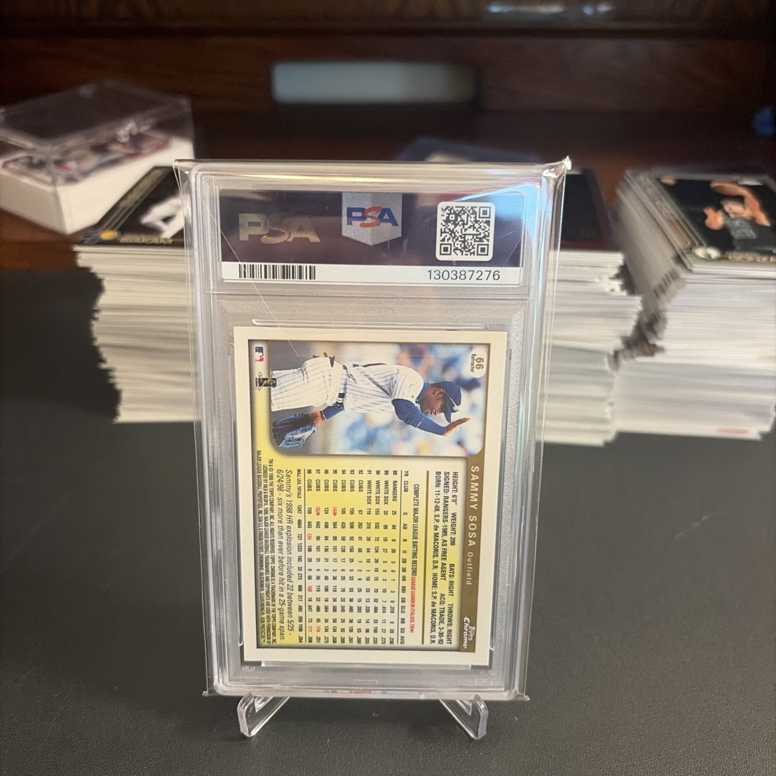 1999 TOPPS CHROME REFRACTOR #66 SAMMY SOSA PSA 9 view 2
