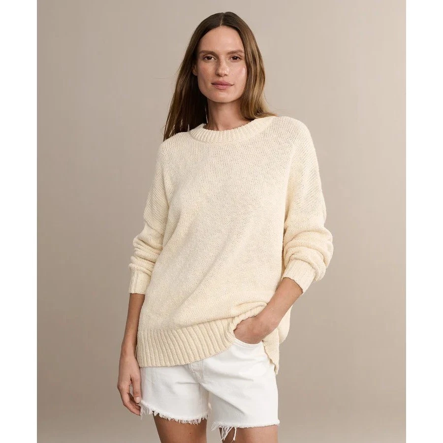 Suéter Jenni Kayne Cruise Cocoon Cuello Redondo Grueso Tejido Talla XS Avena Informal Foto 2 de 4