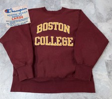 Vintage 80s Boston College Champion Reverse Weave Warmup Crewneck Sweatshirt L