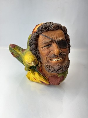 Vintage Bossons Buccaneer Chalkware Head Pirate Parrot England 1964 Wall Bust
