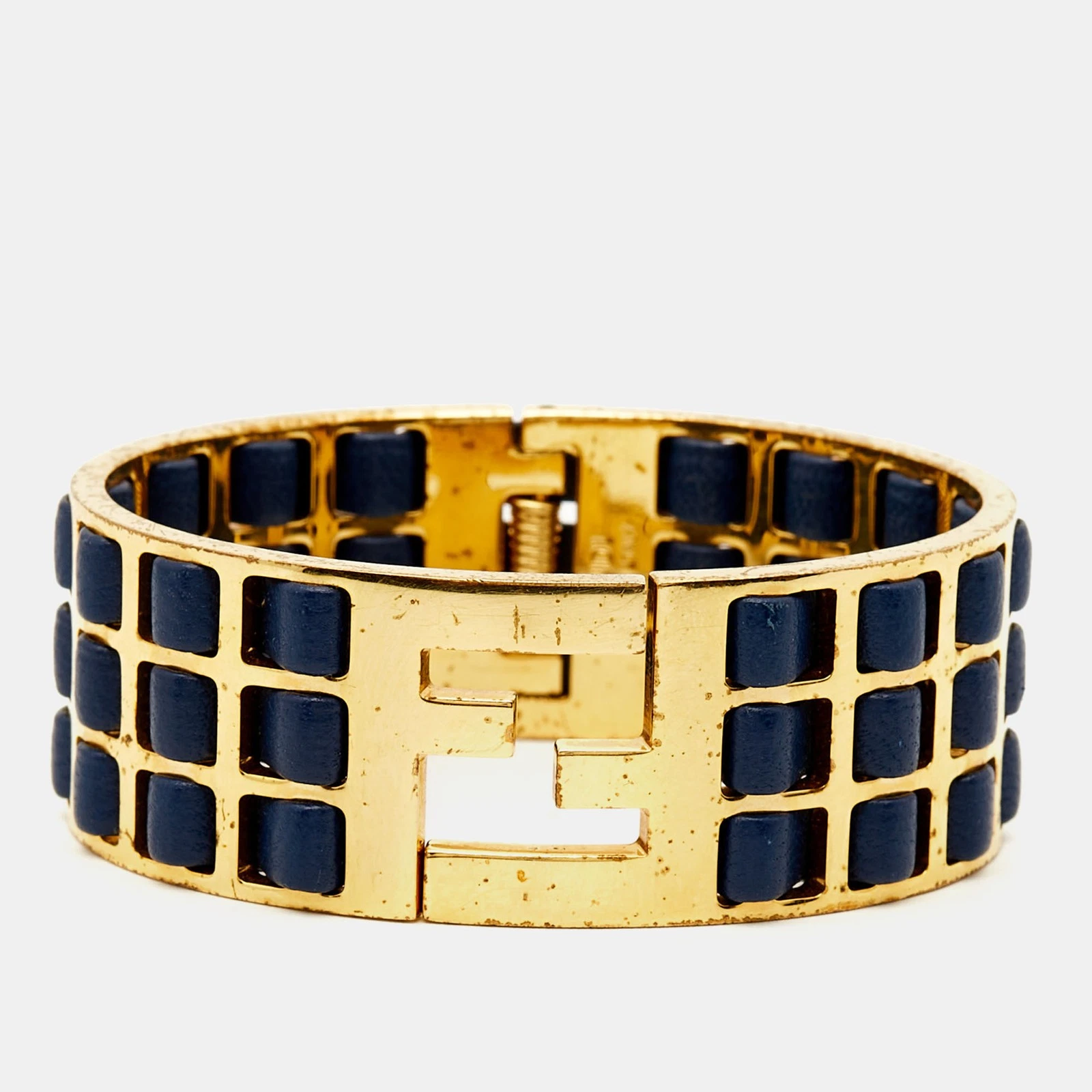 Bracciale Fendi Fendista in pelle tono oro M