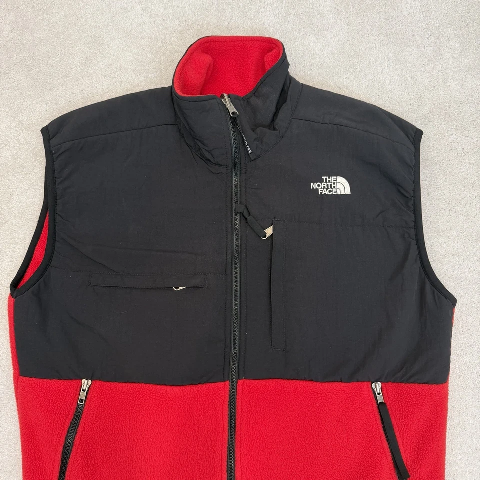 The North Face Vest Denali Men's Medium Red Fleece Full Zip Pockets Made in USA - Image 2 of 4